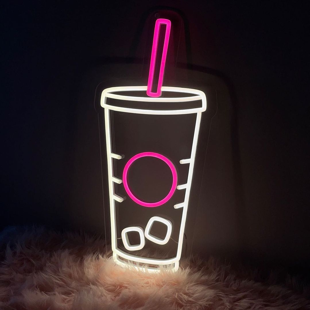 Fountain Drink Soda Cup and Straw Neon Signs, Neon Lights, LED Neon Si