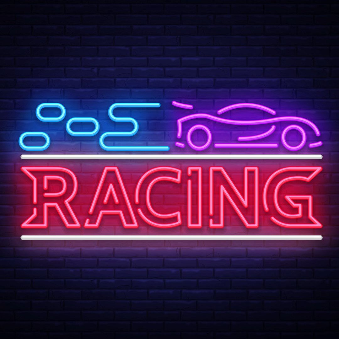 street racing cars with neon lights