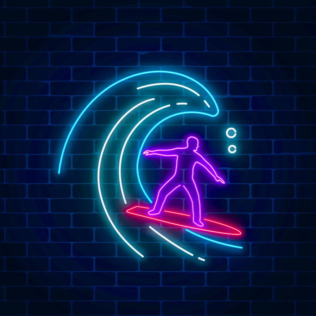 Surf Neon Sign Sea Led Ocean Art Light Sign Led Logo Wave Wall
