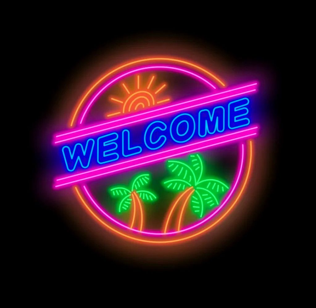 Welcome Sunset Palm Tree Bar Neon Sign – AOOS
