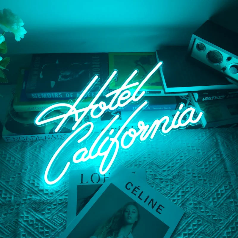 hotel california neon sign