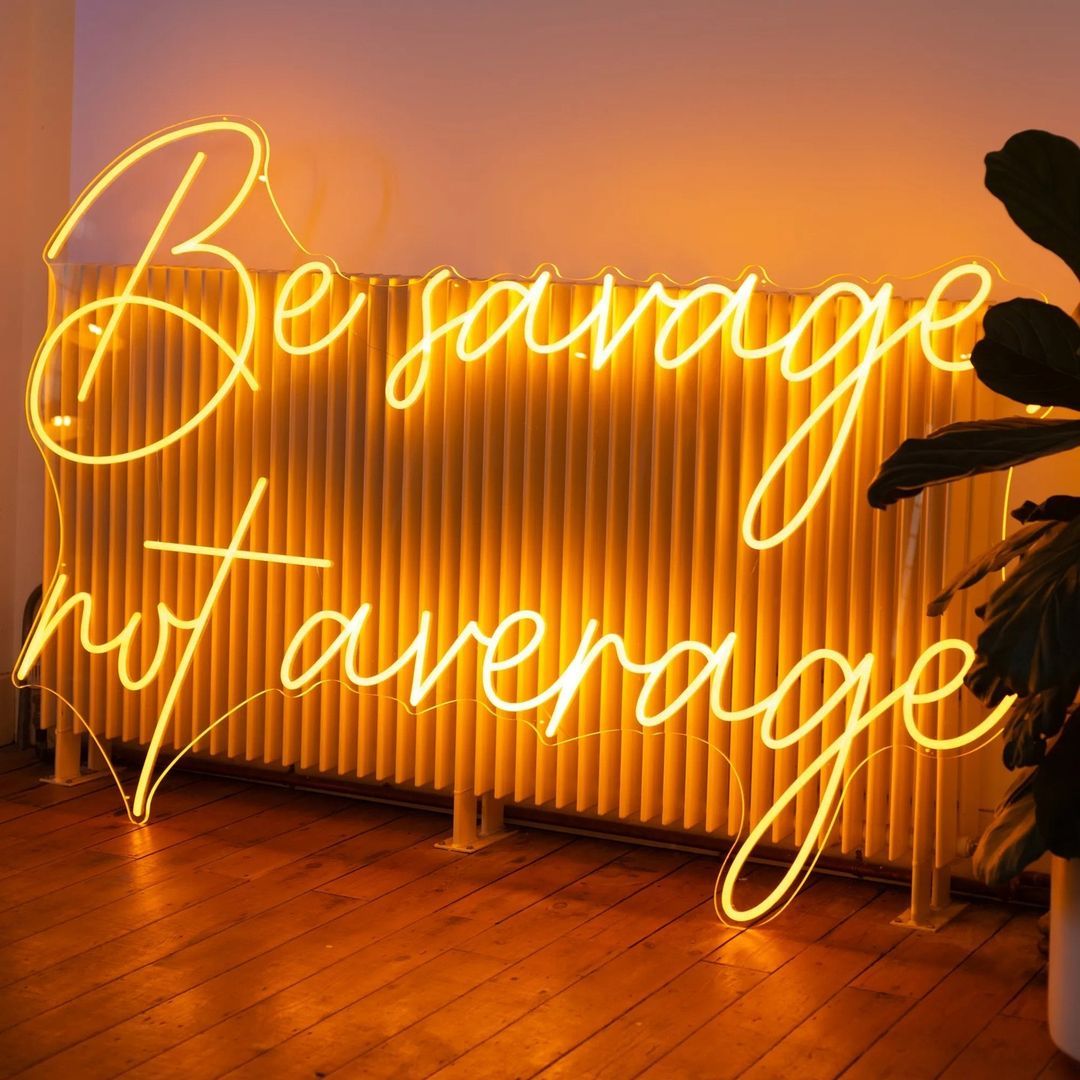 Be Savage Not Average Neon Signs, Neon Lights, LED Neon Signs for Room, Bars Light Up Signs, Cool Neon Light Signs, Neon Wall Lights
