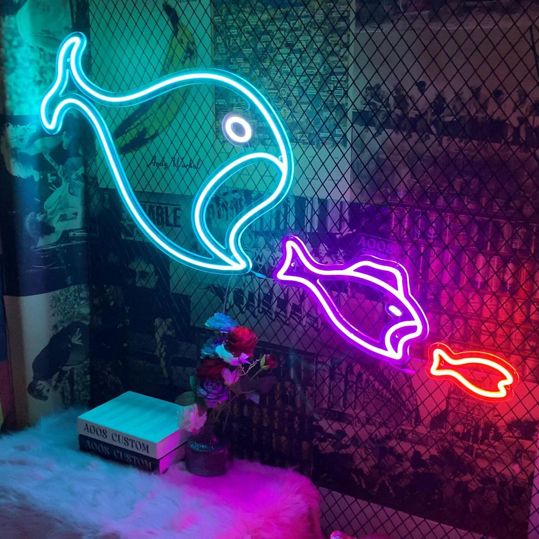 Custom Made Neon Signs, Big Fish Eats Small Fish Neon Sign, LED