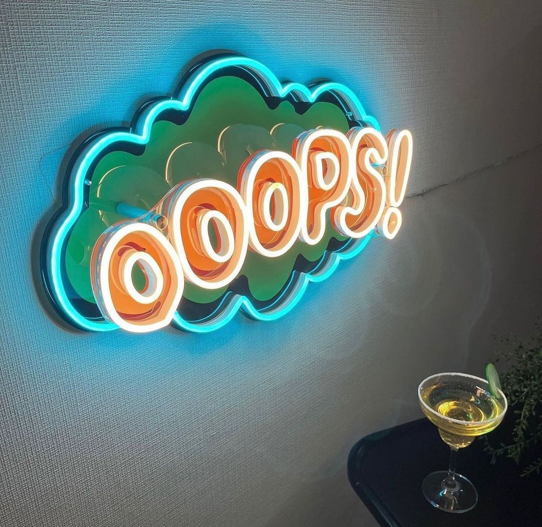 Cartoon Speech Bubble Ooops Neon Sign