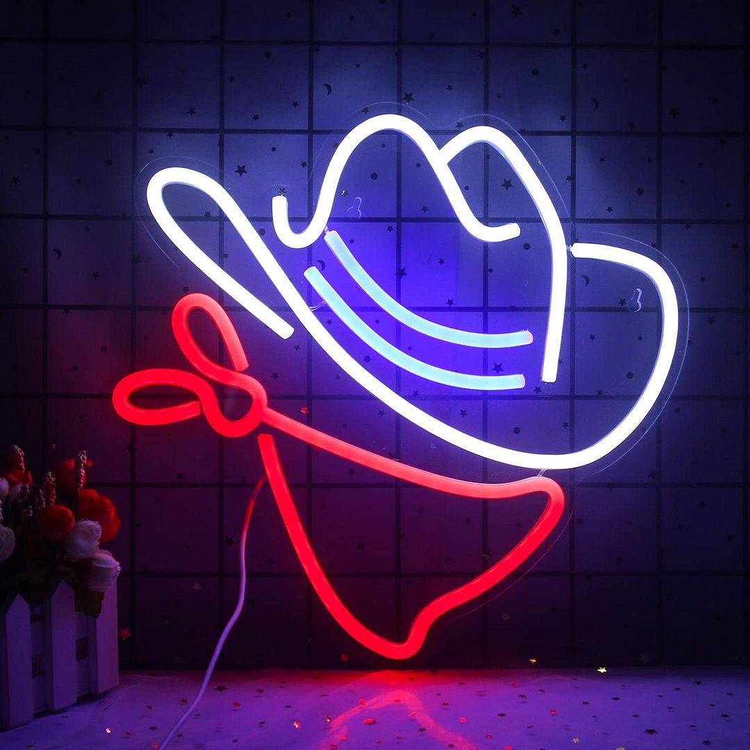 Cowboy Hat and Bandanna Neon Sign