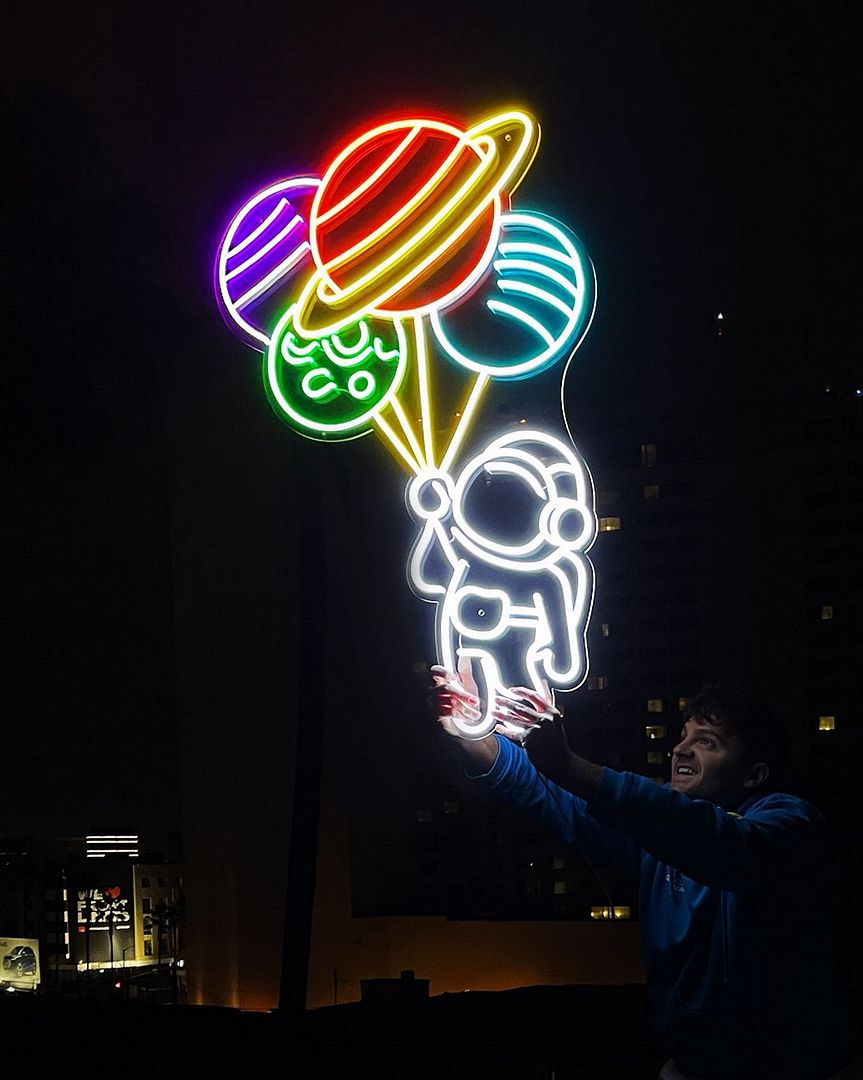 Flying Astronaut Neon Sign