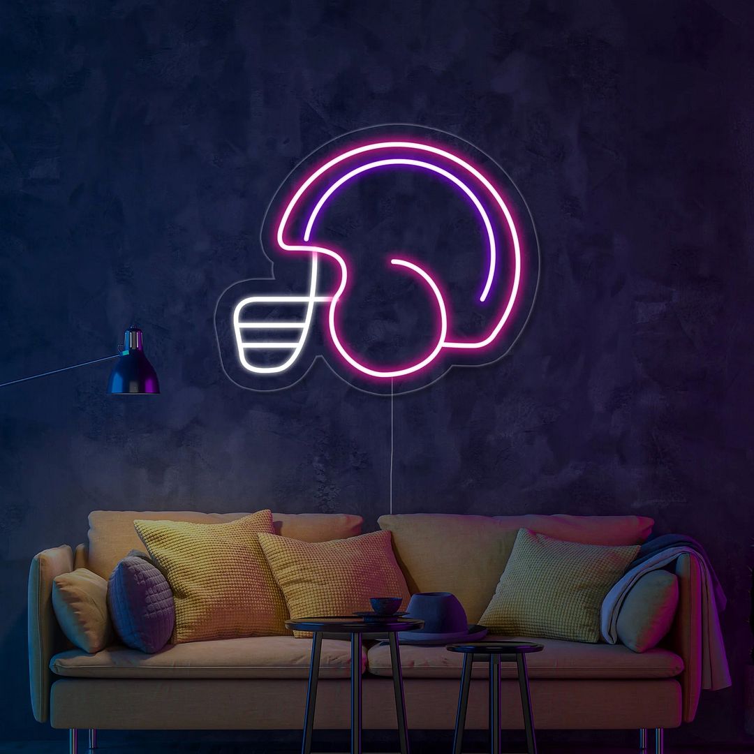 Football Player Helmet Neon Sign