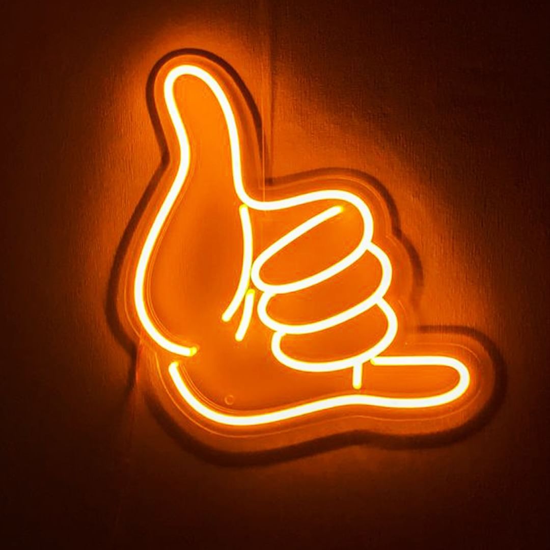 Hang Loose Hand Gesture Neon Signs, Neon Lights, LED Neon Signs for Room, Bars Light Up Signs, Cool Neon Light Signs, Neon Wall Lights