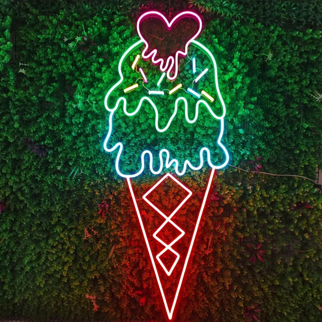 Ice Cream Heart Drip Neon Sign
