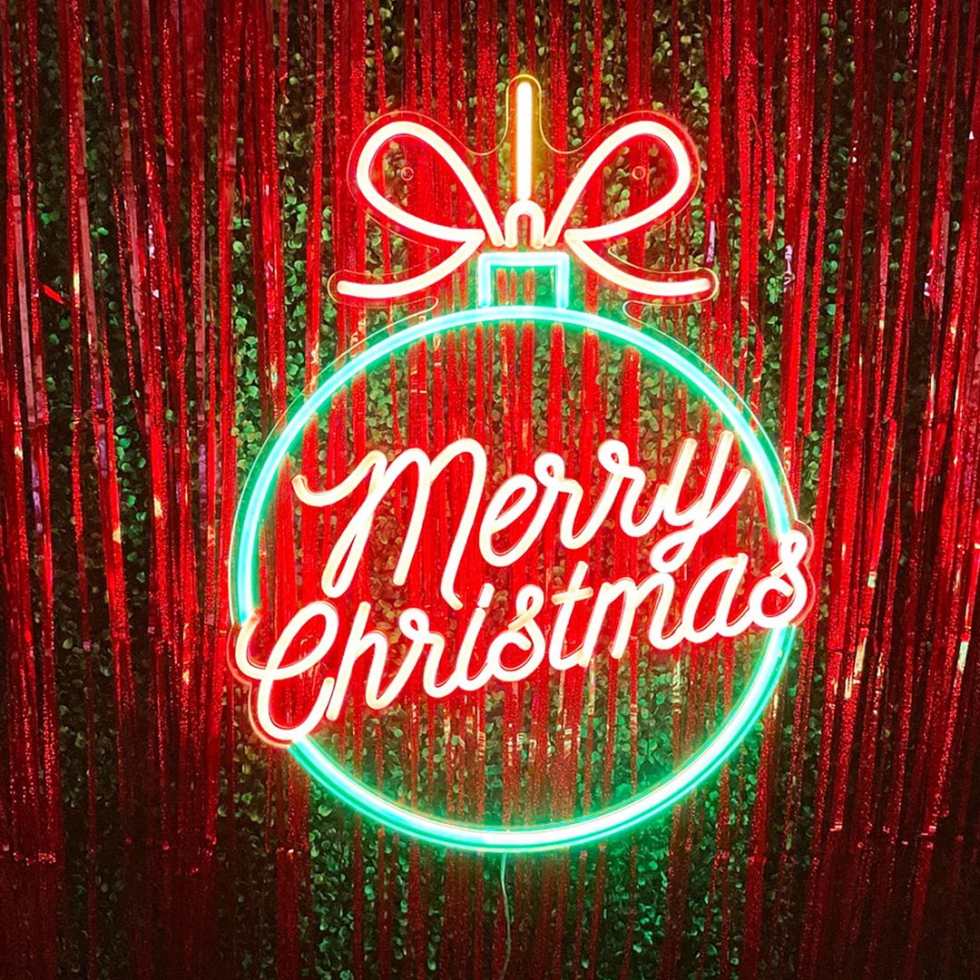 Merry Christmas Colored Balls Neon Sign