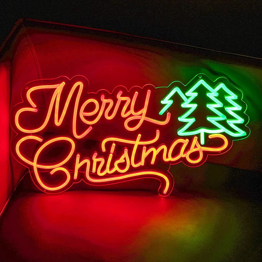 Merry Christmas with Tree Neon Sign