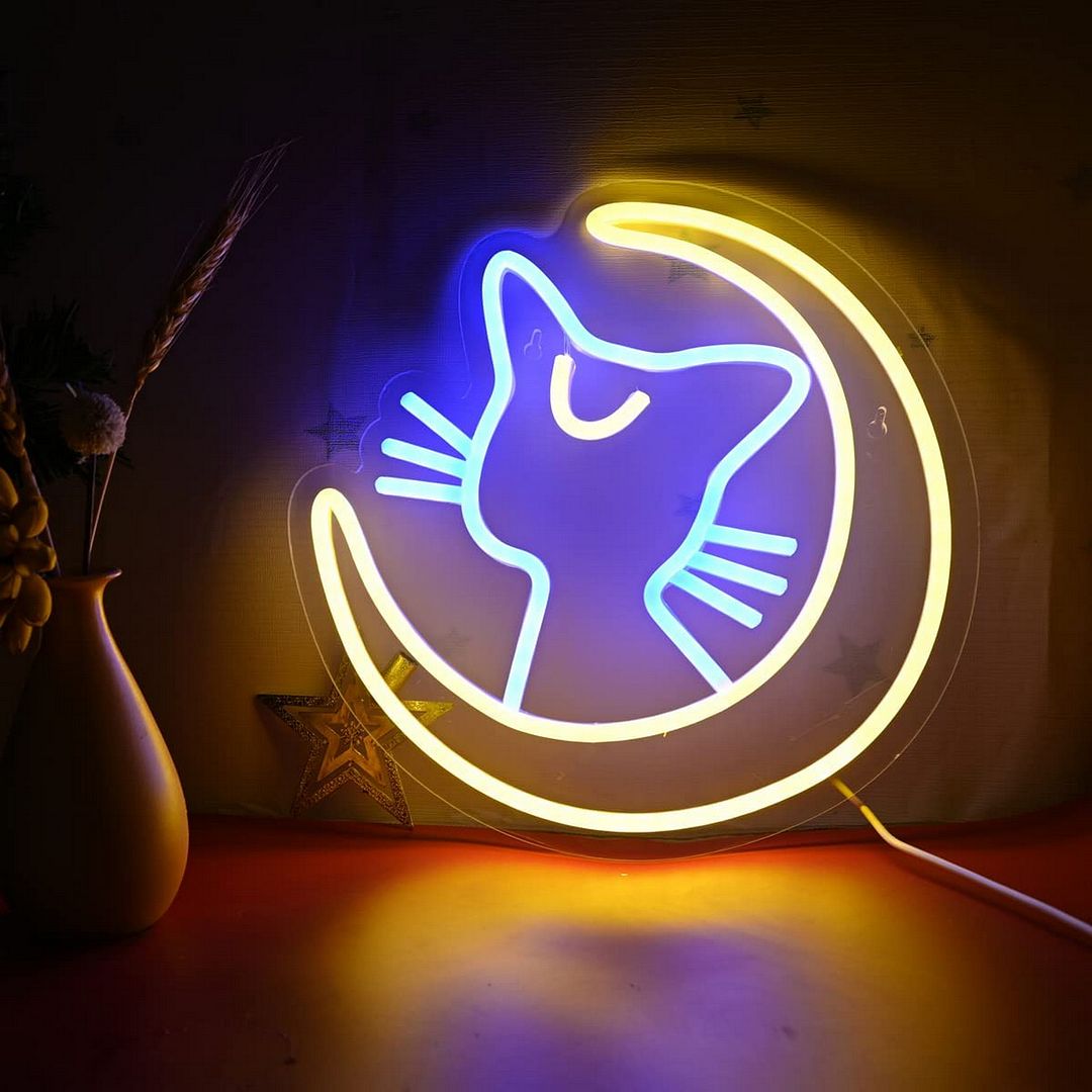 Moon Cat Neon Sign