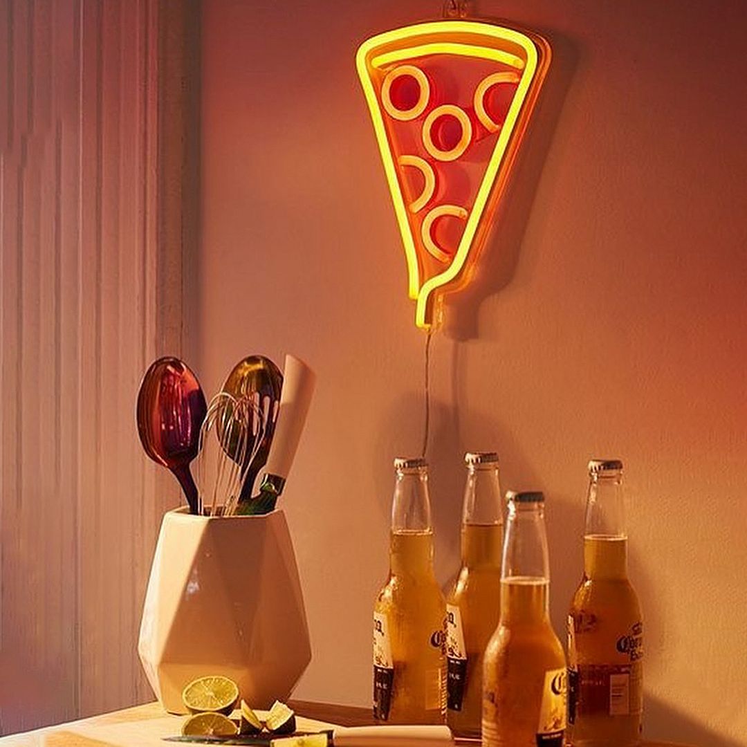 Pizza Slice Neon Signs, Neon Lights, LED Neon Signs for Room, Bars Light Up Signs, Cool Neon Light Signs, Neon Wall Lights