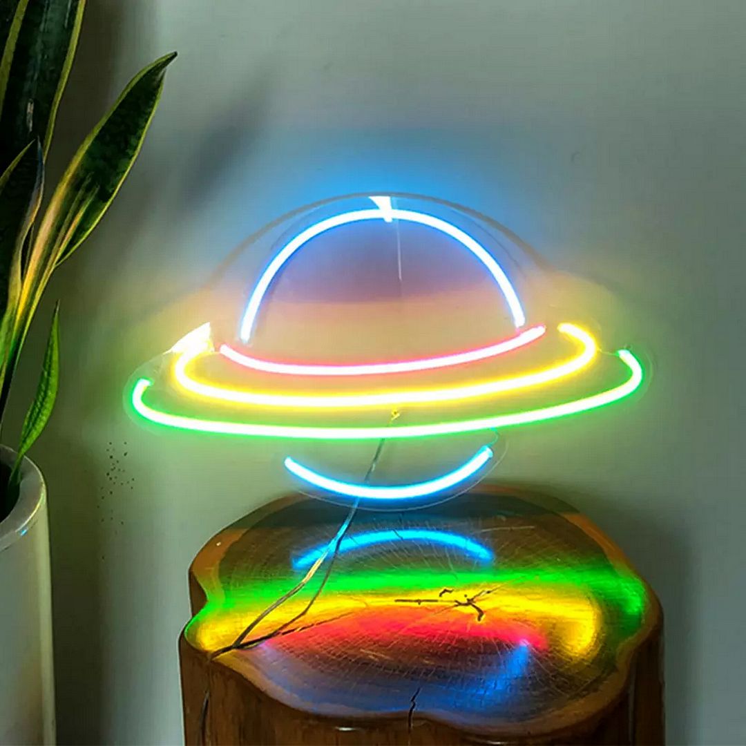 Planet Saturn Neon Sign