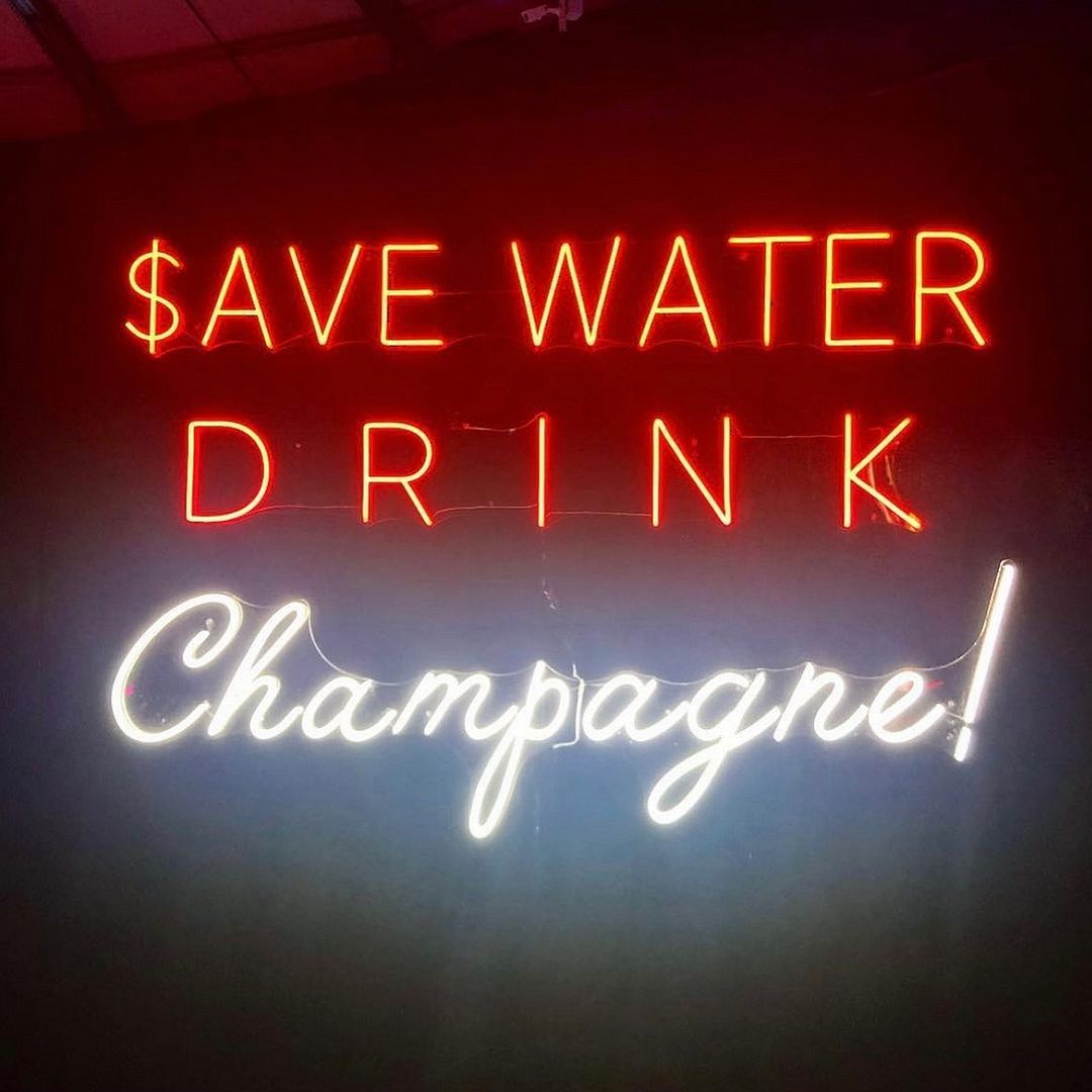 Save Water Drink Champagne Neon Sign