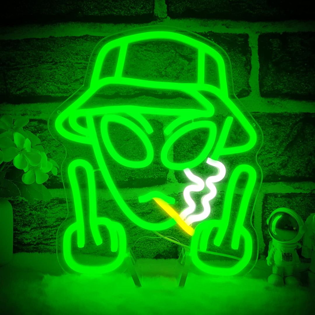 Smoking Alien Neon Sign